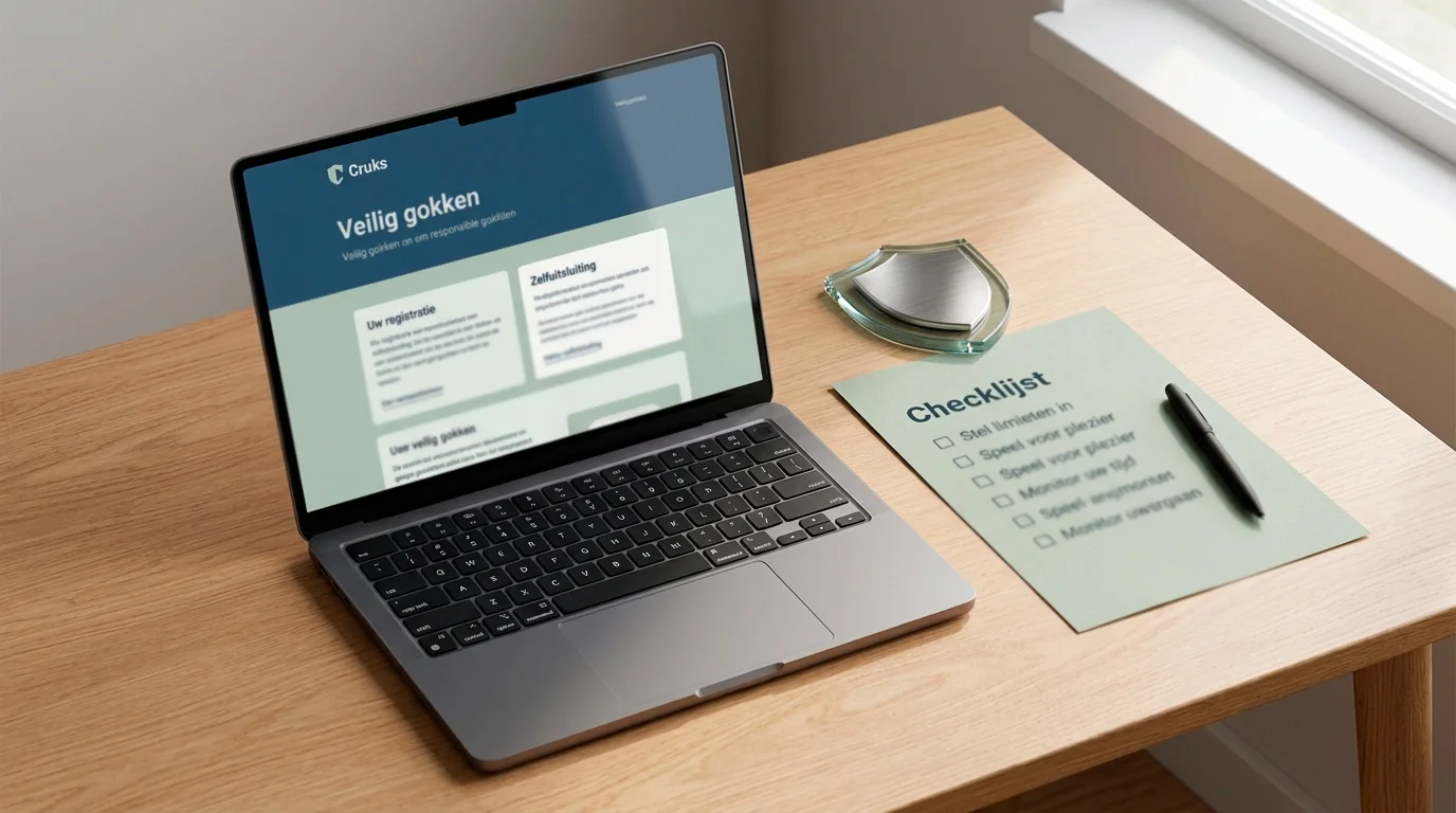 Rustige illustratie van een controlelijst bij online gokken en Cruks
